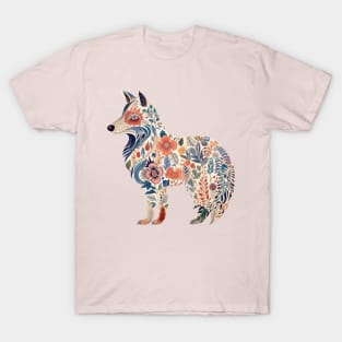 A Cute Flower Fox Scandinavian Art Style T-Shirt